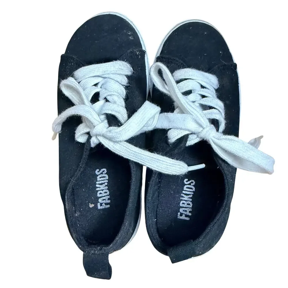 Fabkids Unisex Tennis Shoes Sneakers Lace Up Black White Size 13